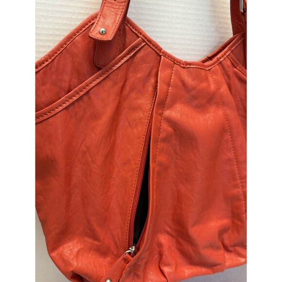 VTG Nine & Co Faux Leather Orange Tangerine Hobo Bag Shoulder Bag Handbag Lined - Picture 11 of 16
